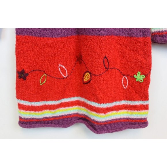 Deux Par Deux Toddler Girl Knit Sweater Dress Sz 3 Multicolor Nordic Stripes - Picture 3 of 7